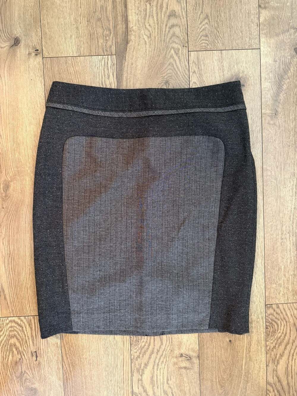 The Limited Collection Women's Gray Contrast Panel Tweed Pencil Skirt Size 8